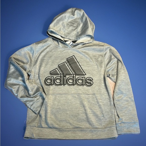 Adidas lightweight grey hoodie with kangaroo pocket long sleeves sz L - Picture 1 of 3